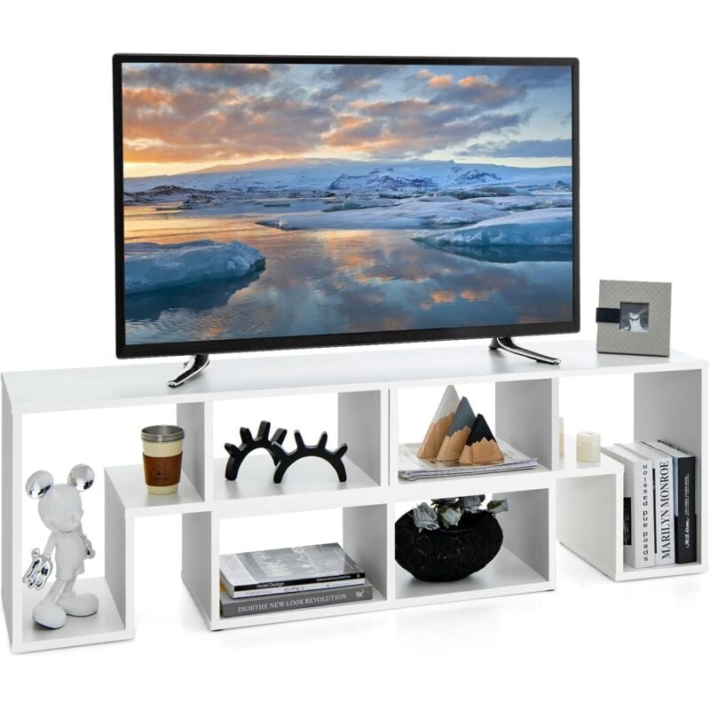 GOPLUS Meuble TV Console 3 pièces pour téléviseurs jusqu'à 165,1 cm, Meuble multimédia Moderne avec Grand Espace de Rangement, Conception à