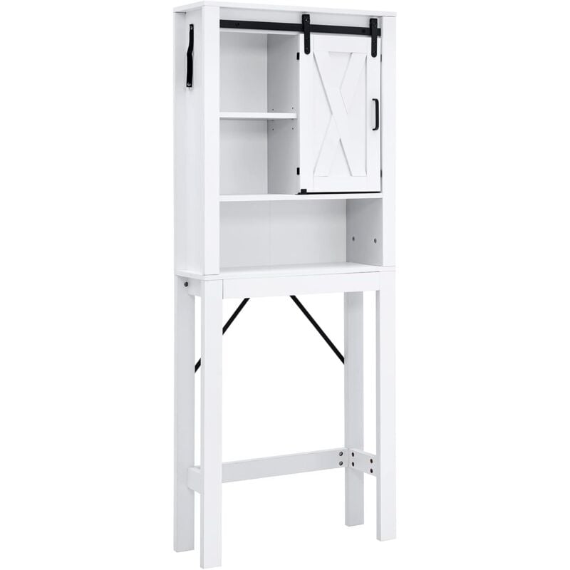 Meuble wc- 68 x 22 x 171 CM-Rangement Salle de Bain au Dessus des Toilettes WC/Lave-Linge-Armoire & 3 étagères Ouvertes-Blanc - Goplus