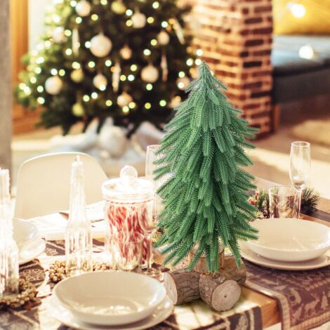 GOPLUS Mini Albero di Natale Artificiale, Piccolo Ornamento da Tavola, Rami in PE/PVC, Decoraizone Natalizia, con Base, per Casa Camera e Ufficio (PE, 40 cm)