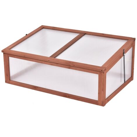 GOPLUS Mini Serre de Jardin en Bois de Sapin, Mat��riaux Respectueuse pour la Nature, Plante dedans Visible avec Plafond R��glable, Utilisable dans les Balcons Ensoleill��s, Taille 100 x 65 x 40 CM