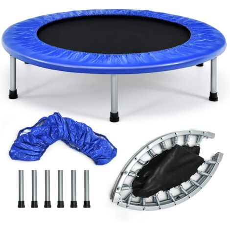 GOPLUS Mini Trampoline Fitness Pieghevole, Trampoline Sportivo Silenzioso per Interni ed Esterni con Tappetino di Sicurezza, Carico Massimo 150KG, per Adulti e Bambini