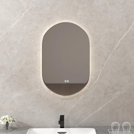 Goplus – Miroir lumineux de salle de bain ovale 80x50cm – Éclairage LED réglable 3000K/4500K/6000K – Fonction anti-buée – Installation facile