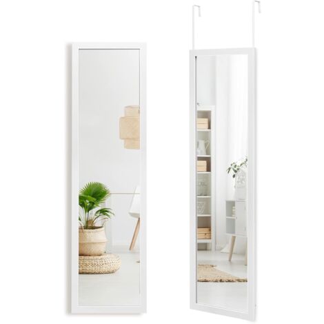 Goplus – Miroir mural pleine longueur 119 cm x 33 cm – Verre anti-projection – Installation facile au-dessus de la porte ou au mur – Blanc