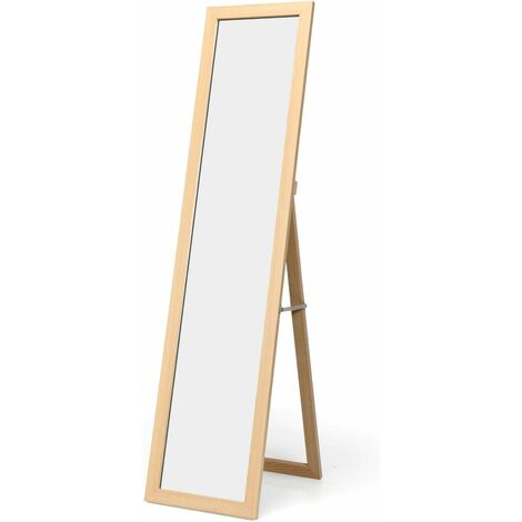 Goplus – Miroir sur pied 147 x 29 cm – Verre antidéflagrant – Cadre moderne pour chambre ou vestibule – Installation facile au mur ou au sol