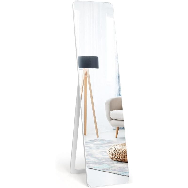 Goplus - Miroir sur Toute La Longueur, 2 en 1 Psyche Mural ou sur Pied, Miroir Moderne et Simple avec Cadre en Bois Massif, Ideal pour Vestiaire,