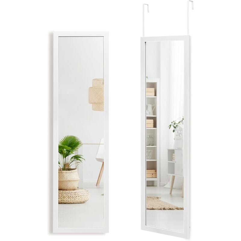 Goplus - Miroir sur Toute la Longueur au-Dessus de la Porte, 119 cm x 33 cm Miroir Mural sur Toute la Longueur avec Crochets de Suspension pour