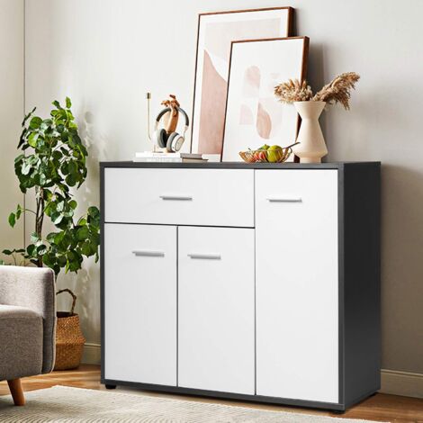 GOPLUS Mobile Credenza Laterale in Legno con Grande Spazio di Stoccaggio, Comò con Cassetto e Porte per Cucina Soggiorno