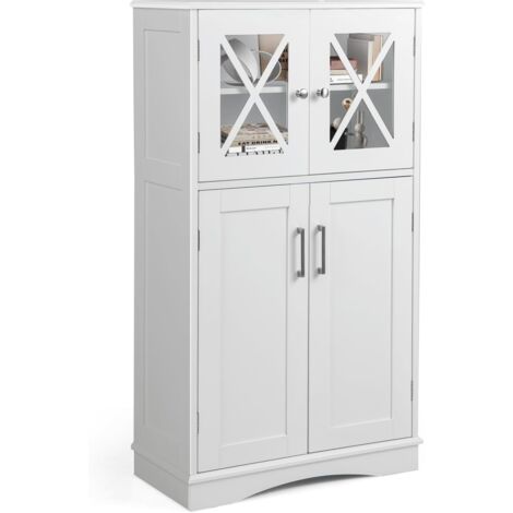 GOPLUS Mobile da Bagno a 5 Livelli Regolabile, 60 x 30 x 108 cm, Armadio Basso, Mobile Portaoggetti per Soggiorno, Bagno e Cucina (Bianco)