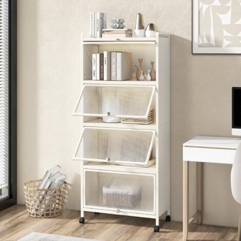 GOPLUS Mobile Microonde a 5 Livelli, Carrello da Cucina con Ruote, Scaffale con Doppio Dispositivo Anti-Ribaltamento, per Soggiorno, Studio, Cucina, Sala da Pranzo, 60 x 32 x 154 cm (Bianco)