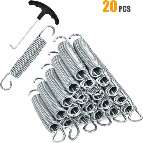 GOPLUS Molle Universali per Trampolino con Gancio a T, Molle di Ricambio in Acciaio Zincato da 14/18 cm, Molla di Ricambio per Trampolino Resistente alle Intemperie, Confezione da 20 Pezzi