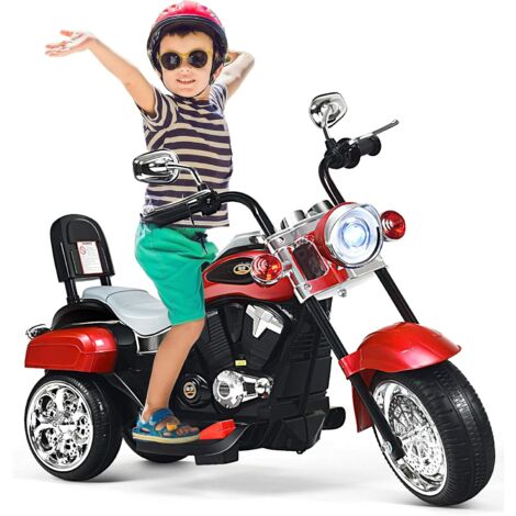 Goplus – Moto électrique enfant 3 roues – Vitesse 2,5-3 km/h – Charge max 30 kg – Dimensions 91 x 48 x 64 cm – Roues antidérapantes pour sécurité - 5-3km