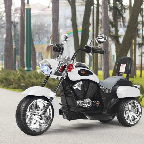 GOPLUS Moto Giocattolo per Bambini, Struttura Stabile con 3 Ruote, Velocità di 2,5-3 km/h, con Una Batteria Ricaricabile, Materiale Sicuro ed Ecologico, Adatto a Bambini più di 3 Anni (Bianco)