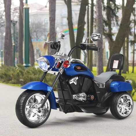 GOPLUS Moto Giocattolo per Bambini, Struttura Stabile con 3 Ruote, Velocità di 2,5-3 km/h, con Una Batteria Ricaricabile, Materiale Sicuro ed Ecologico, Adatto a Bambini più di 3 Anni (Blu)