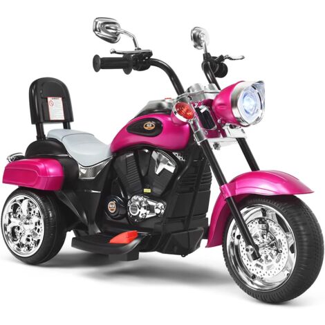 GOPLUS Moto Giocattolo per Bambini, Struttura Stabile con 3 Ruote, Velocità di 2,5-3 km/h, con Una Batteria Ricaricabile, Materiale Sicuro ed Ecologico, Adatto a Bambini più di 3 Anni (Rosa)