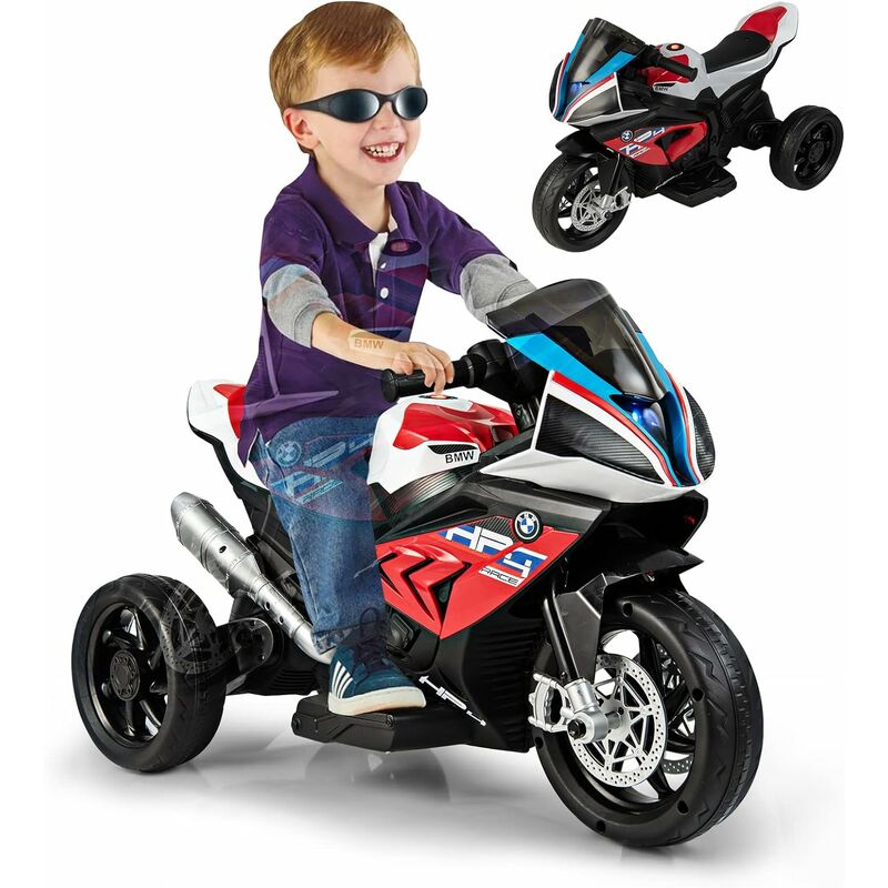 Goplus - Moto électrique 6 v pour Enfant avec 2 Roues d'Entraînement, Véhicule pour Enfant avec Phares, Musique, Klaxon, Charge Max 30 kg, pour