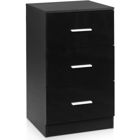 GOPLUS Nachtkommode aus Holz, Nachtkonsole mit 3 Schubladen, Universal Nachttisch für Schlafzimmer, Wohnzimmer oder Arbeitszimmer, Kommode Boxspringbett, Beistelltisch 67cm hoch, Schwarz (Einzelset)