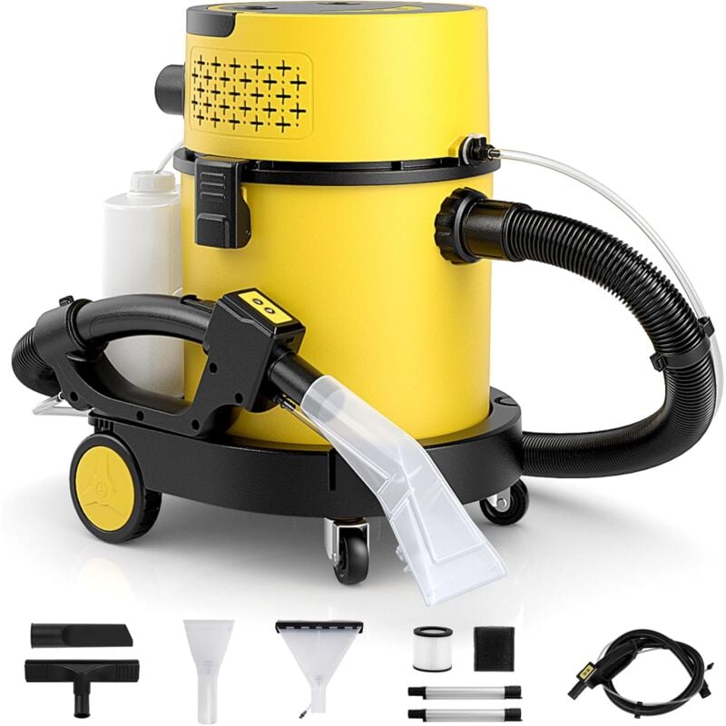 Goplus - Nettoyeur de Tapis Sec et Humide 1200W, 17Kpa Aspirateur Tapis, Réservoir d'Eau 20L, 9 Accessoires avec Filtres hepa et Eponge, Télécommande