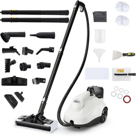 GOPLUS Nettoyeur Vapeur 2000W, Pression 5 Bars, 17 Accessoires & Réservoir d'Eau 1,8 L, Nettoyeur Vapeur Haute Pression avec Température 160 ℃ pour Cuisine, Voiture, Salon (Blanc)