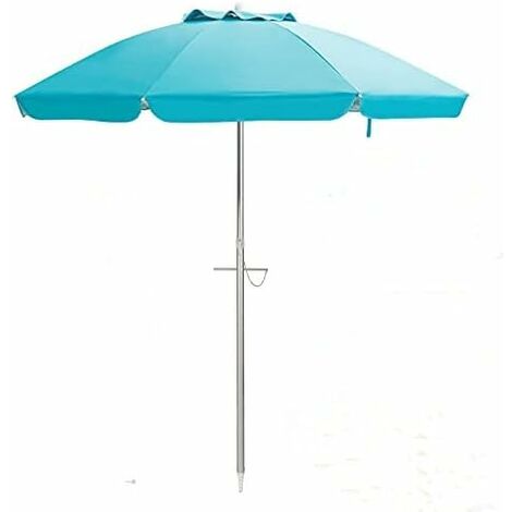 GOPLUS Ombrellone a 8 stecche in fibra di vetro da giardino o spiaggia, ombrellone da mare con palo in alluminio, con Borsa di Trasporto (Blu)