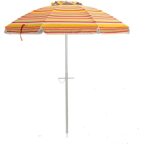 GOPLUS Ombrellone a 8 stecche in fibra di vetro da giardino o spiaggia, ombrellone da mare con palo in alluminio, con Borsa di Trasporto (Strisce gialle rosse)