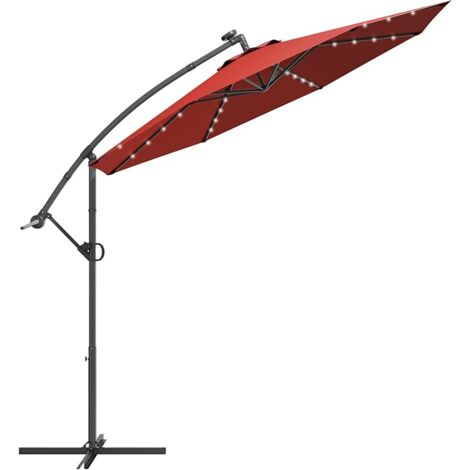 GOPLUS Ombrellone da Giardino, con Luci Solari, Ø3 M x 2,45 M