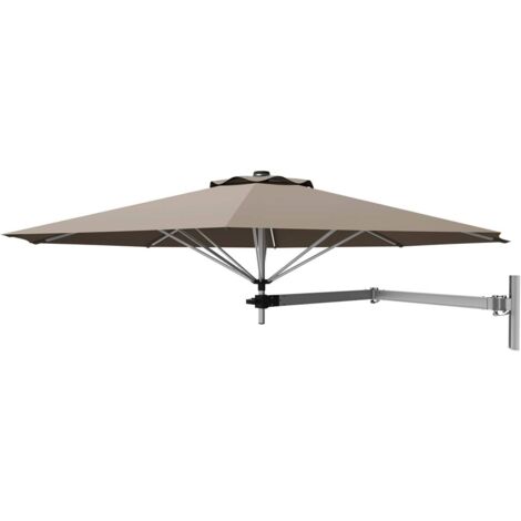 GOPLUS Ombrellone da Parete a Braccio, con Testa Inclinabile e Supporto Regolabile, Ombrellone da Esterno con 8 Costole Robuste, per Balcone, Giardino, Cortile, Marrone Scuro