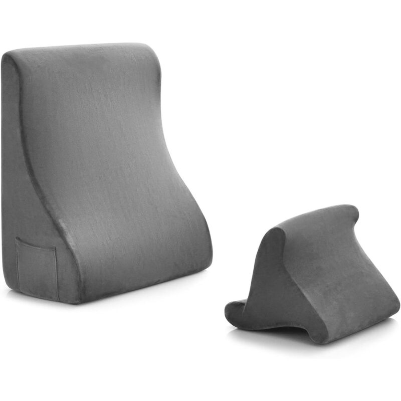Oreiller Compensé de Lit avec Oreiller de Tablette,Conception Ergonomique,Housse Lavable,Soutien pour Cou/Genoux/Dos,Gris - Goplus