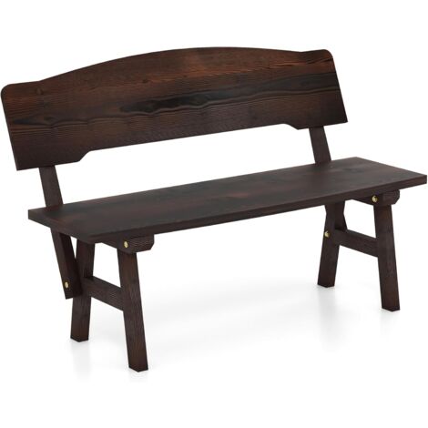 GOPLUS Panchina da Esterno, Sedile in Legno di Abete con Schienale Reclinabile, Panca 2 Posti per Patio e Giardino, 120 x 51 x 78 cm, Stile Rustico, Marrone