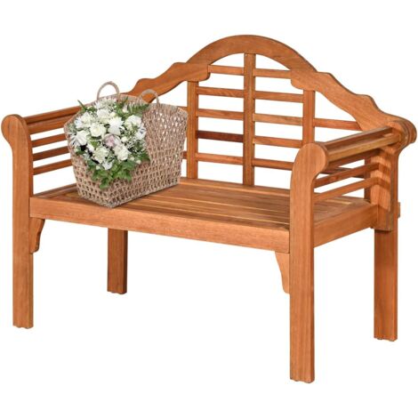 GOPLUS Panchina da Giardino in Legno di Eucalipto, Sedia da Giardino con Schienale Inclinato e Braccioli Ergonomici, Panchina da Esterno per Giardino/Terrazza, Portata 360 KG, 123 X 54 X 95 CM