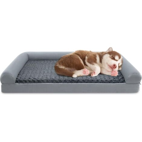 GOPLUS Panier Chien en Mousse en Forme d'Œuf, Lit pour Chien Orthopédique avec Housse Amovible et Lavable, Fond Antidérapant, Tissu Intérieur Imperméable, Lit 113 x 89 x 18 CM (L)