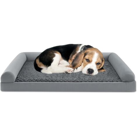 GOPLUS Panier Chien en Mousse en Forme d'Œuf, Lit pour Chien Orthopédique avec Housse Amovible et Lavable, Fond Antidérapant, Tissu Intérieur Imperméable, Lit 113 x 89 x 18 CM (XL)