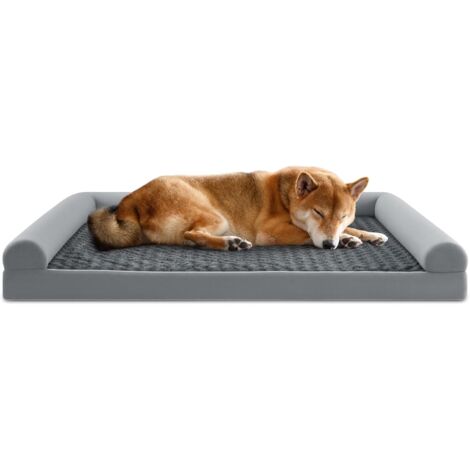 GOPLUS Panier Chien en Mousse en Forme d'Œuf, Lit pour Chien Orthopédique avec Housse Amovible et Lavable, Fond Antidérapant, Tissu Intérieur Imperméable, Lit 113 x 89 x 18 CM (XXL)