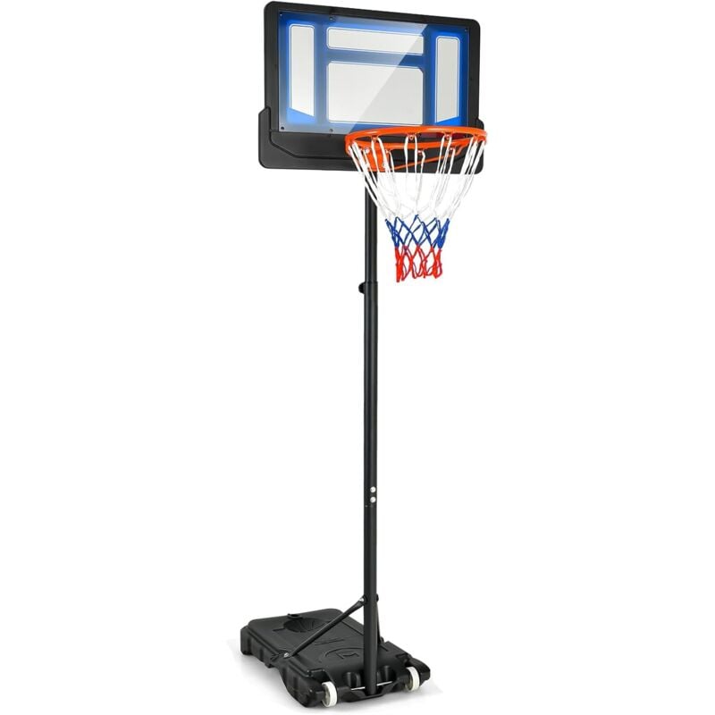 Panier de Basket-Ball Portable avec roulettes, Hauteur Réglable de 1,50 à 2,50m, Panneau en pe, Sol Remplissable, Intérieur et Extérieur pour