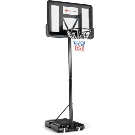 GOPLUS Panier de Basket-Ball Portable Réglable en Hauteur de 1,3-3,05 m avec Filet, 2 Roues et Panneau Incassable de 110 cm, Noir