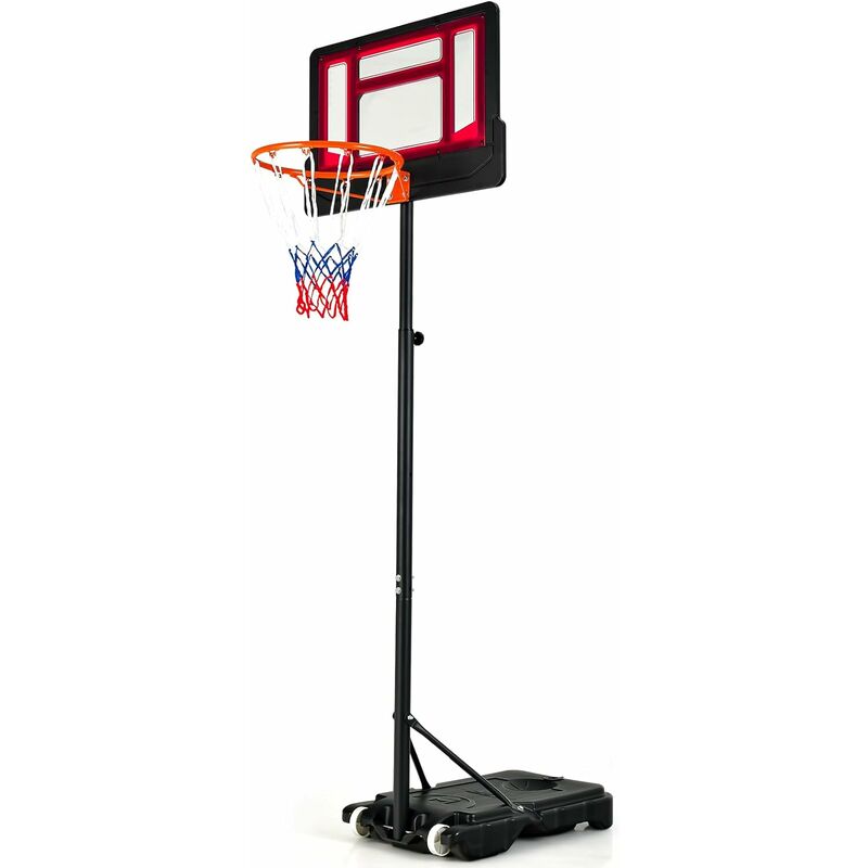 Panier de Basket-Ball, Support deBasket-Ball Portable avec roulettes, Hauteur Réglable de 1.30 à 2.50 m, Base Remplissable - Goplus