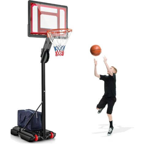 Goplus – Panier de basket extérieur sur pied – Hauteur réglable 1,05-2,6 m – Panneau résistant aux chocs – Base stable avec roues intégrées