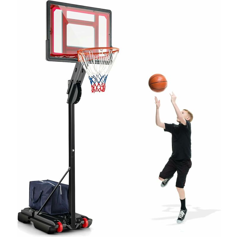 Panier de Basket Extérieur sur Pied, Hauteur Réglable 1,05-2,6 m, pour Enfants et Adultes - Goplus