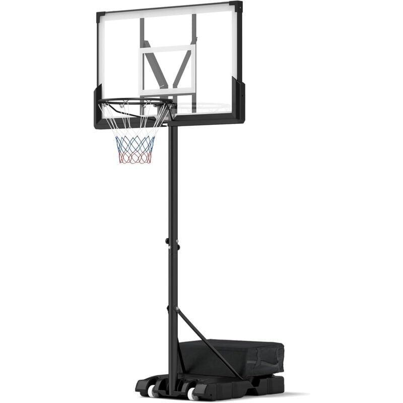 GOPLUS Panier de Basket Intérieur Extérieur avec Hauteur Réglable 125-305 cm, Panneau Arrière en PC Incassable, Base Remplissable, Panier de