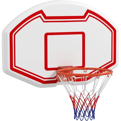 GOPLUS Panier de Basket Mural, Panneau Arrière en PE, Filet Résistant aux Déchirures & Anneau 45CM, Panier de Basket Fixer au Mur pour Intérieur Extérieur