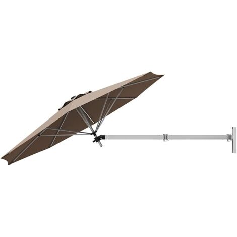 Goplus – Parasol cantilever mural 247 cm avec tête inclinable – Support réglable – 8 baleines – Aération – Aluminium et polyester – UV50+
