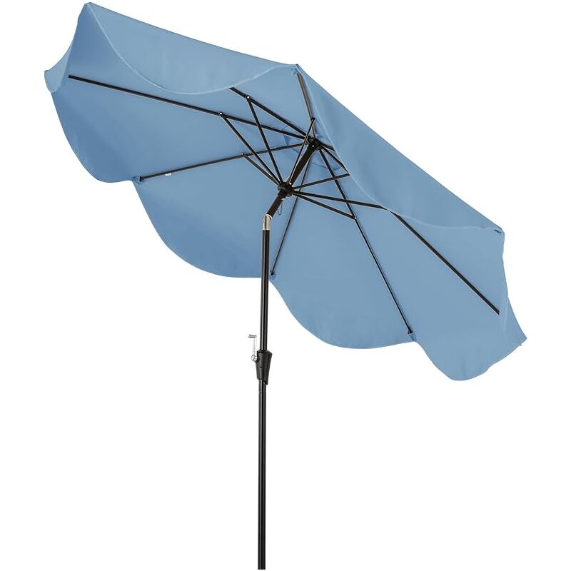 Parasol de Jardin Exterieur 280 cm, Parasol à Frange Double Toit avec Manivelle, Toile Protection uv, 8 Baleines, Parasol Inclinable pour Patio