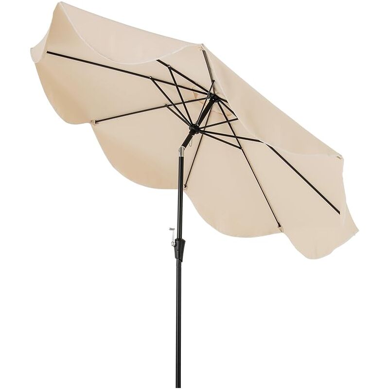 Parasol de Jardin Exterieur 280 cm, Parasol à Frange Double Toit avec Manivelle, Toile Protection uv, 8 Baleines, Parasol Inclinable pour Patio