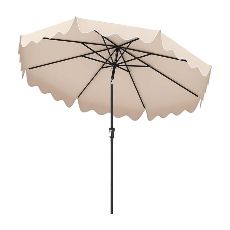 Parasol de Jardin Exterieur, 280 cm Parasol Inclinable avec Manivelle, Toile Protection uv, 8 Baleines, Parasol Double Toit pour Balcon Terrasse