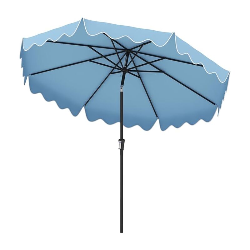 Parasol de Jardin Exterieur, 280 cm Parasol Inclinable avec Manivelle, Toile Protection uv, 8 Baleines, Parasol Double Toit pour Balcon Terrasse