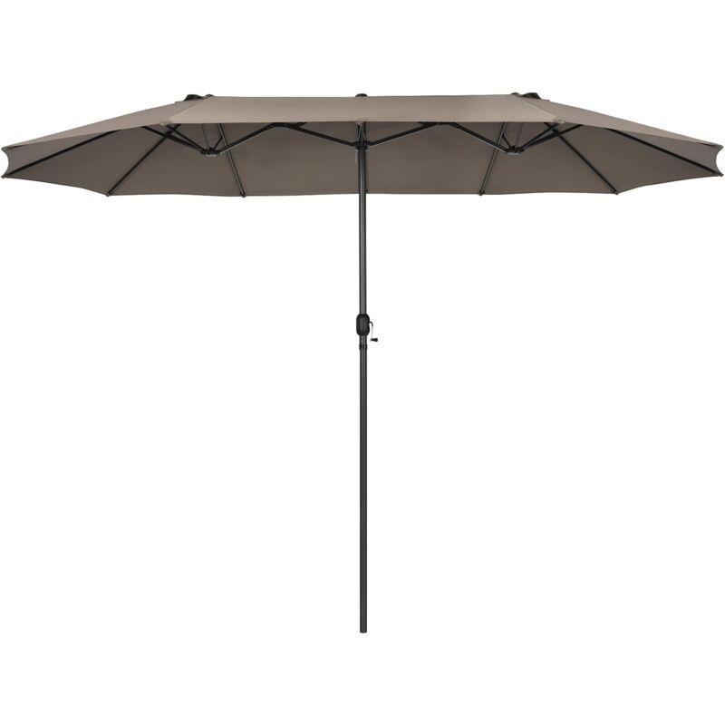 Parasol de Jardin Exterieur 4,7M, Grand Parasol Étanche en Métal avec Manivelle, 12 Baleines, Poteau Φ48MM, Résistant aux uv, Parasol Double Face