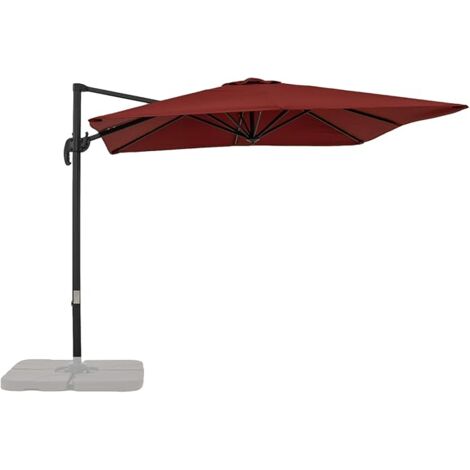 GOPLUS Parasol de Jardin Exterieur, Parasol Déporté avec 5 Inclinaisons Réglables, Rotation à 360°, 8 Baleines, Protection Solaire, 2,5 M Parasol Inclinable pour Balcon Patio Marché, Rouge