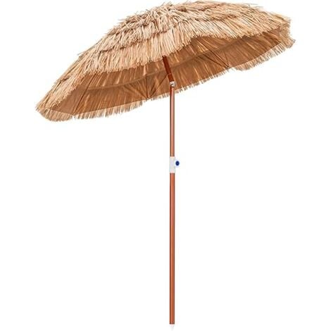 GOPLUS Parasol de Jardin Exterieur, Parasol Exotique en Paille PP, Parasol Plage Hawaïen Inclinable, Φ 1,75M, Pied de Parasol Non Inclus