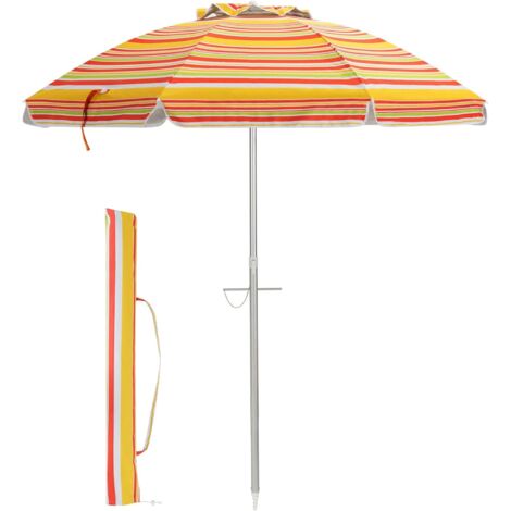 Goplus – Parasol de plage 2m inclinable avec auvent et sac de transport – Mât en aluminium et 8 baleines – Protection UV50+ – Jaune