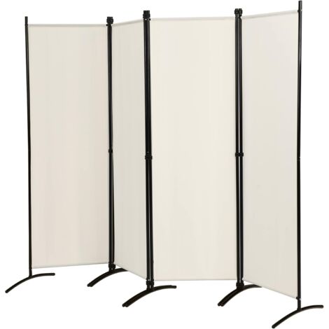 GOPLUS Paravent 4 Panneaux Séparateur de Pièces Cloison de Séparation pour Chambre à Coucher Maison Intérieur, 220 x 170 cm, Beig