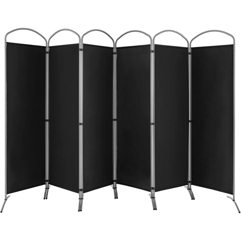 Paravent Séparation Pliant-Cadre en Métal-Idéal pour Maison,Bureau,Hôpital,331x188CM,6 Panneaux,Noir - Goplus